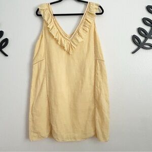 Faherty Yellow Ruffle V-Neck Dress